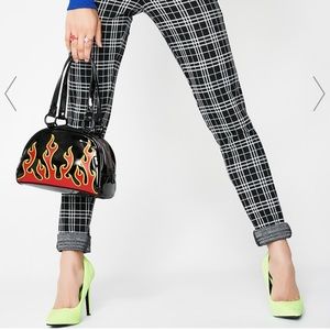 Worn once, black plaid cigarette pants size m asos